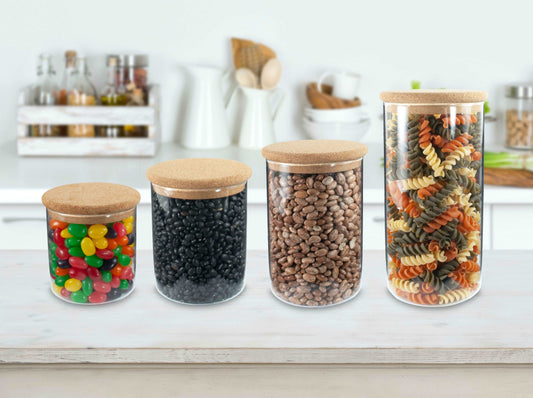 KITCHEN BASICS Canister Borosilicate/Cork Lid - KitchenEnvy