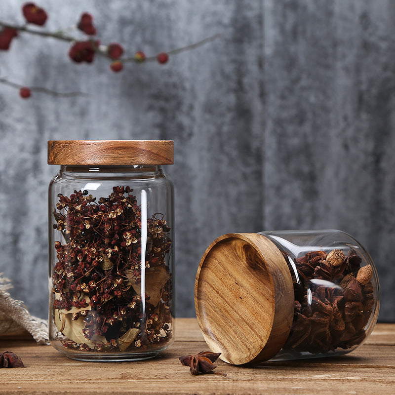 KitchenEnvy Glass Jar with Acacia Wood Lid - KitchenEnvy