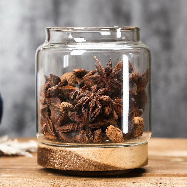 KitchenEnvy Glass Jar with Acacia Wood Lid - KitchenEnvy